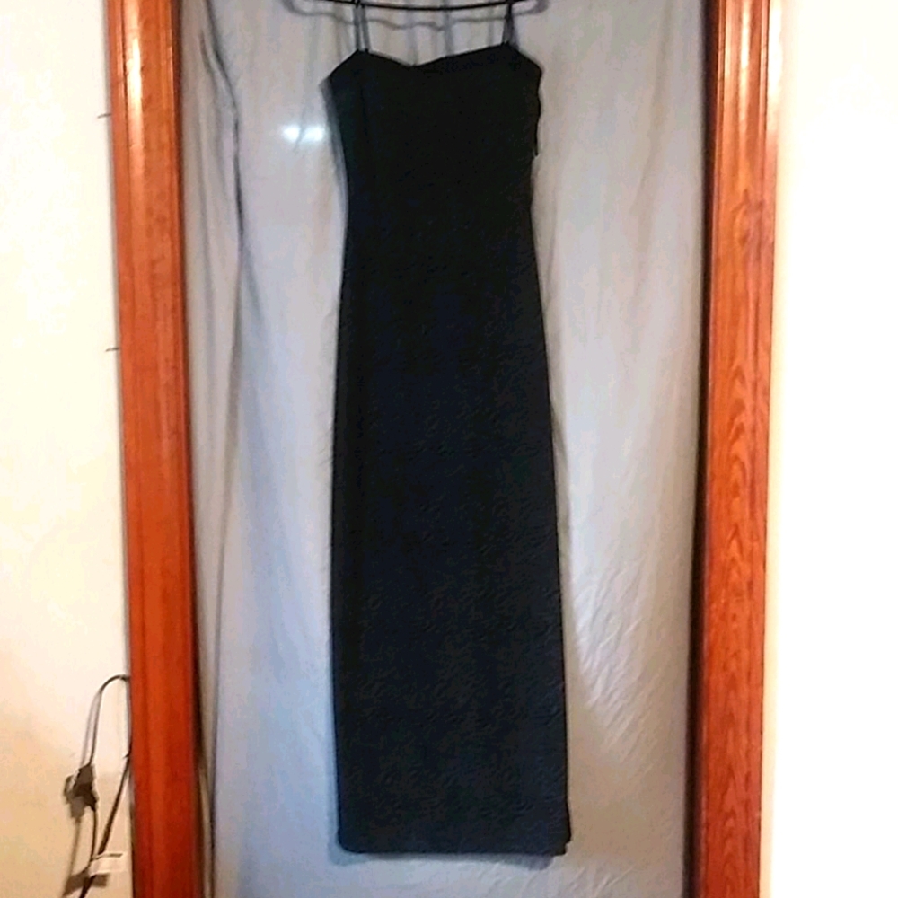 Black and gray long cheetah print maxi dress